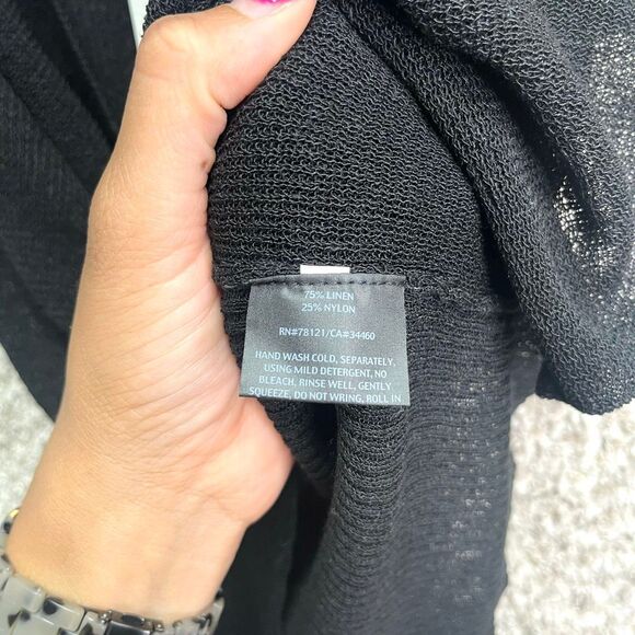 Eileen Fisher Tank Top Women’s M Black Polished Linen Drape Neck Sleeveless NWT - Picture 5 of 6